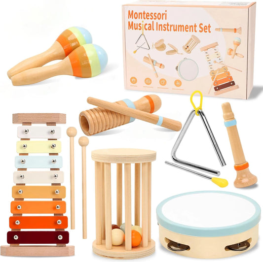 🥁Montessori Wooden Baby Music Set – 8-Piece Instrument Kit for Toddlers