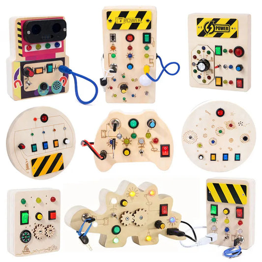 🧮Montessori LED Light Busy Board – Sensory Learning Toy for Toddlers (1–4 Years)